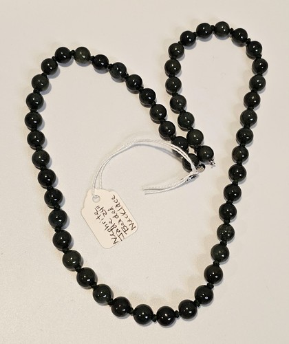 Nephrite Jade beaded necklace sterling clasp PAJ Joy signed