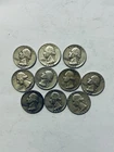 1950 -1959 Washington Quarters 10 Coin Lot  90% Silver. 5 With Mint Mark.