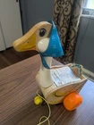 Vintage Fisher Price 1964 # 164 Mother Goose Wooden Pull Toy Works Honks Wobbles