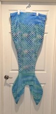 Plush Mermaid Green  blue Comfy Tails - Cozy Throw Blanket 21" x 44" Soft, EUC