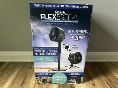 Shark FlexBreeze Indoor+Outdoor Remote Controlled Cordless Fan w Mist Attachment
