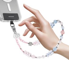 Beaded Phone Charm for Women - Cell Phone Wrist Strap with Teather Tab, Designed