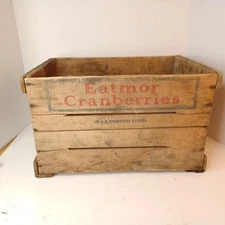Vintage Eatmor Cranberries Wood Crate Box Display