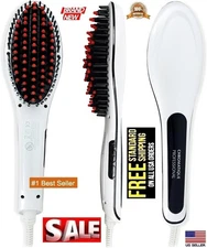 Hair Brush Straightener Flat Flattening Electric Hot Brush Temperature Control