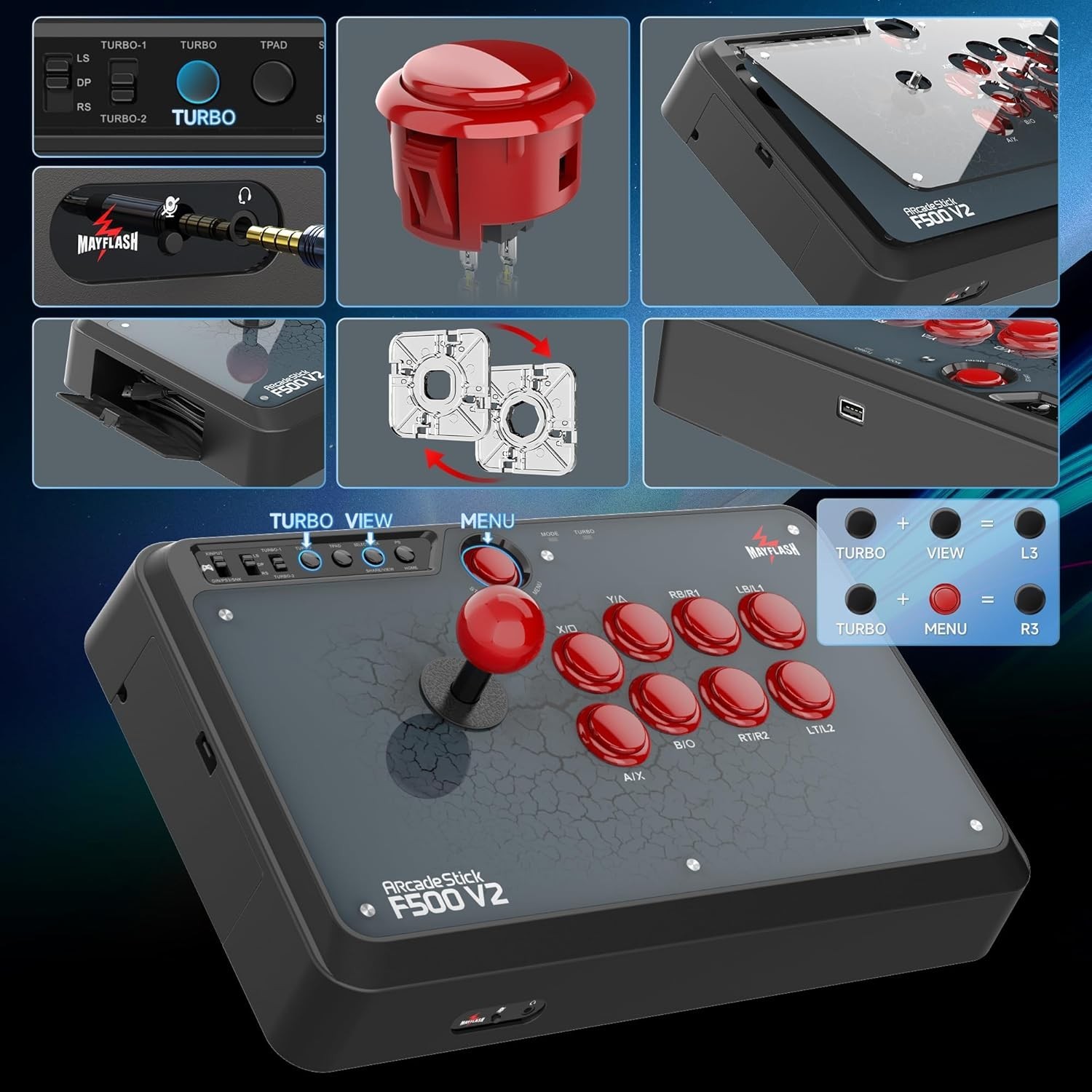Ergonomic Arcade Fighting Stick for Switch, Xbox, PS Classic= | eBay