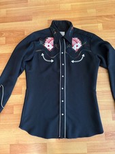 Vintage 70s H Bar C Ranch Shirt Cards Royal Flush Pearl Snaps - Black Size L