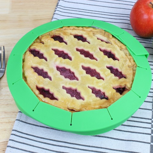 Silicone Pie Crust Shields 2pk, Adjustable Pie Baking Protectors, Green - Picture 7 of 10