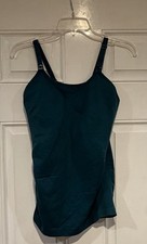 Women’s Teal Nursing Tank Top Size M Built-In Bra Clip Down Maternity Cami