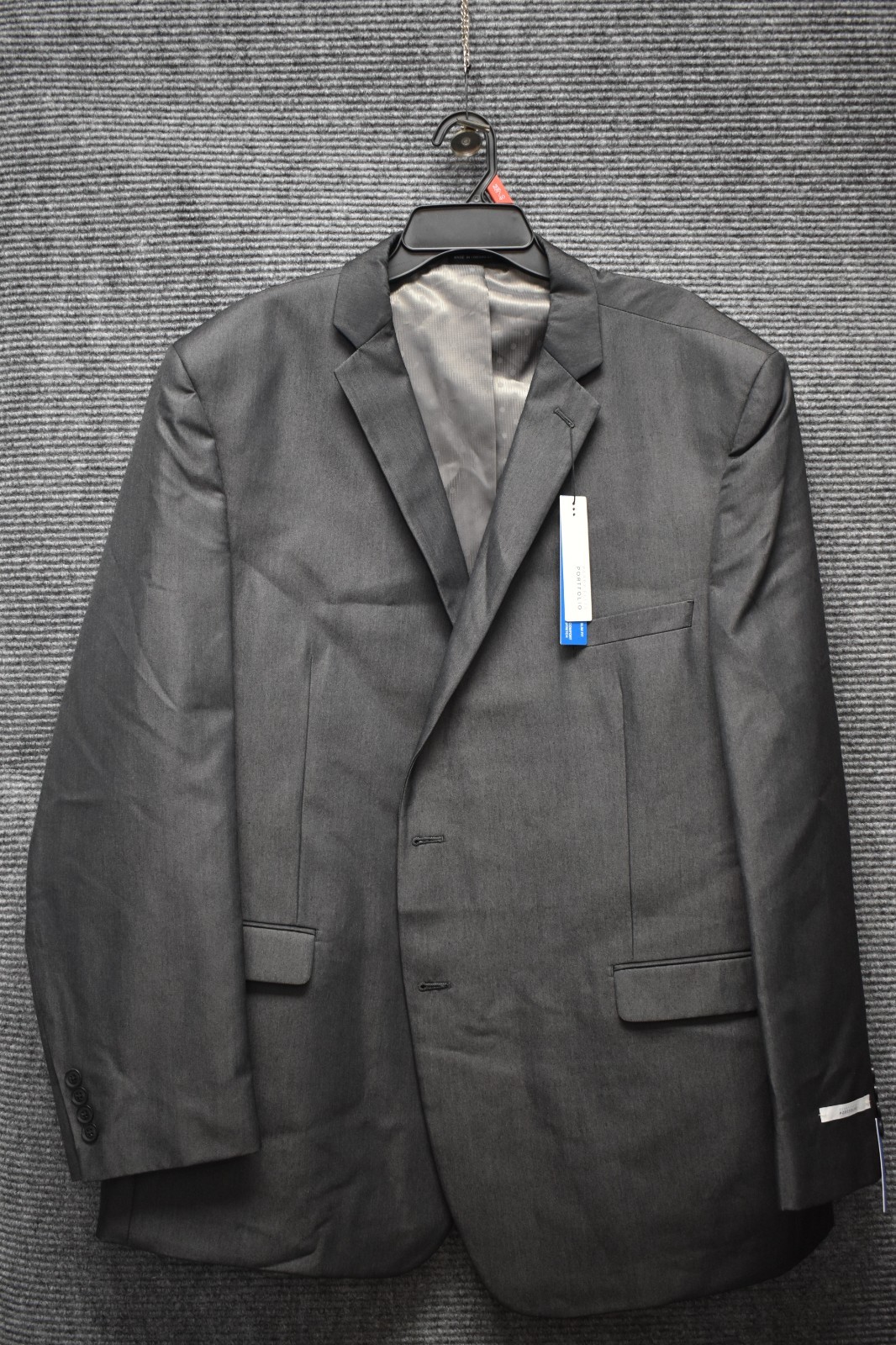 Perry Ellis Portfolio Dark Grey Dress Suit Jacket Slim Fit with Stretch size 54L