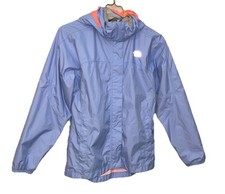 The North Face Girl's e Large Windbreaker Jacket Blue Hooded 14/16