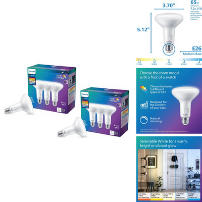 Philips Led 65W Br30 6-Pack Selectable White Multi-Cct 650 Lumen 7.2 65W