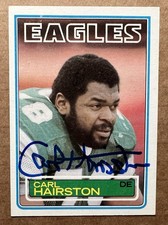 CARL HAIRSTON AUTOGRAPHED 1983 TOPPS FOOTBALL CARD # 140 PHILADELPHIA EAGLES