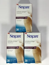 3 Pack Nexcare Steri-Strip Wound Closure 90 Sterile Strips Total New And Sealed