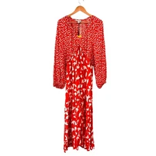 Diane Von Furstenberg x Target Floral Boho Babydoll Maxi Dress Size L Orange