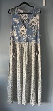 Vtg Carol Anderson Dress L Sleeveless Floral Rayon Copyright Print Cottagecore