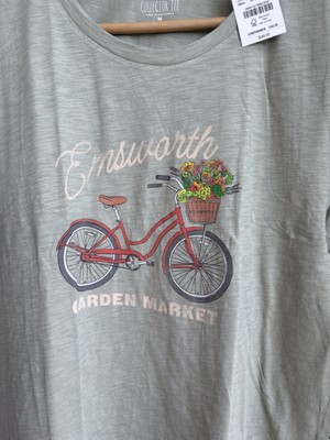 J Crew Women's Bike Garden Market Collector's T Shirt Green NWT size L