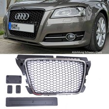 Kühlergrill Wabengrill Schwarz Chrom für Audi A3 8P Facelift 08-13 für Parkhilfe
