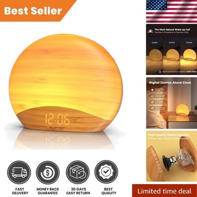 Natural Wood Grain Sunrise Alarm Clock with 26 Sleep Sounds & Night Light