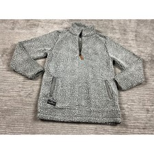 Simply Southern Pullover Women Small Gray Sherpa Fleece Quarter Zip Mock Neck