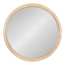Kate and Laurel Pao Modern Round Wood Wall Mirror 28 Natural Wood Decorative ...