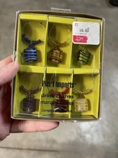 Set of 6 Pier 1 Imports Glass Wine Glass Drink Charms NIB