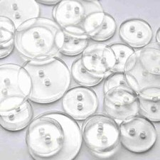 CLEAR TRANSPARENT 2 HOLE BACKING BUTTONS 11.5mm 15mm 16.5mm 18mm 20mm 23mm