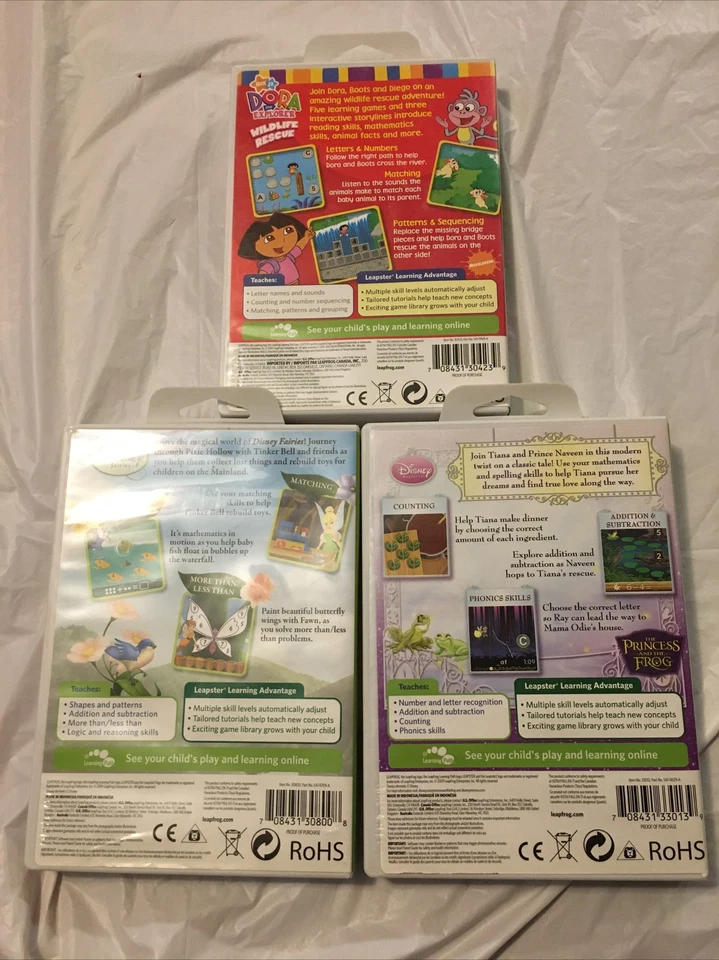 Leap Frog Leapster Lot Of Three Games Dora The Explorer Tinkerbell Tiana Tested - Image 2 of 4