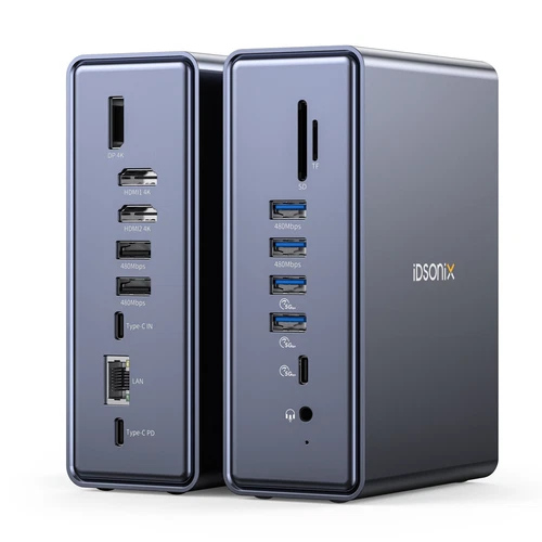 Universal 15 in 1 USBC DisplayLink Docking Station Dual Monitor 4K HD PD 100W - Picture 2 of 8