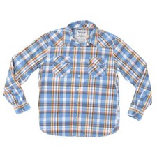 Levi's Men's Medium Blue Snap Button Cotton Blend Casual Shirt Long Sleeve