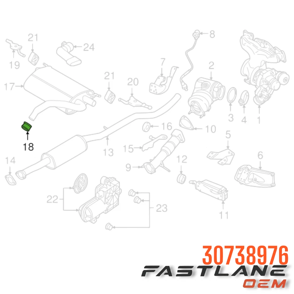 Abrazadera silenciadora Volvo XC40/60/70/90/S60/80/V60/90 RR 2003-2023 NUEVA OEM 30738976 Foto 2 de 4