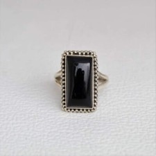 925 Sterling Silver Statement Ring Black Onyx Cocktail Ring Boho Vintage Jewelry