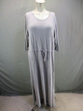 NWT KARI LYN Size 0X Womens Gray Round Neck Drawstring Long Sleeve Maxi Dress531