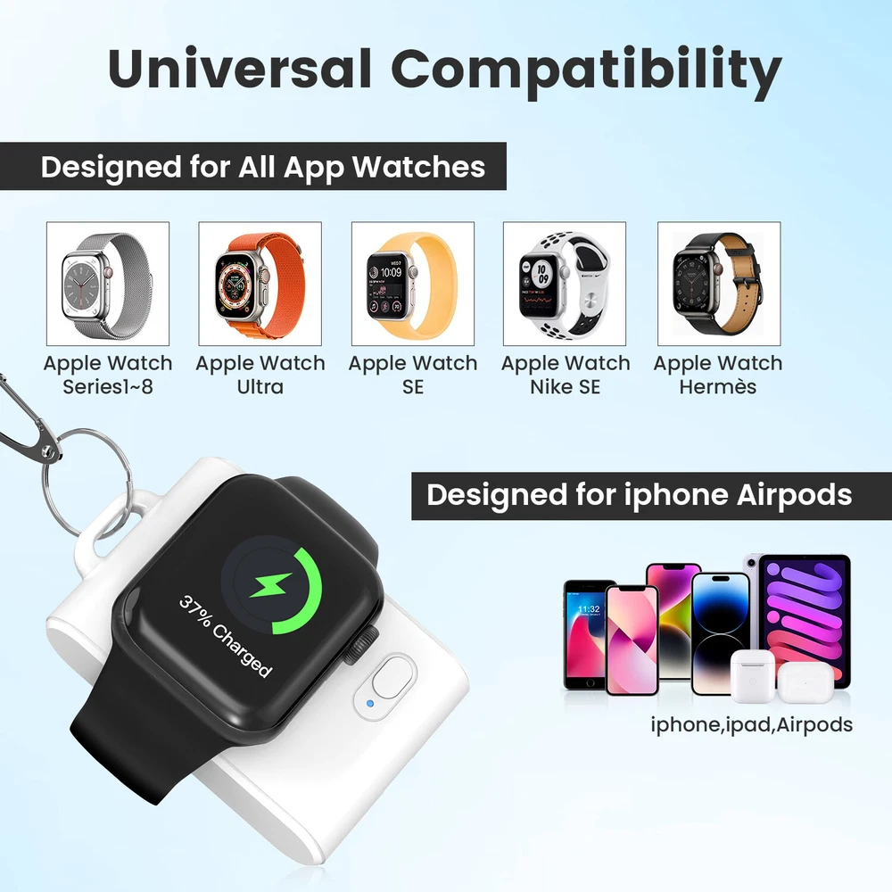 Power Bank for Apple Watch Magnetic Travel Smart iWatch Charger Universal