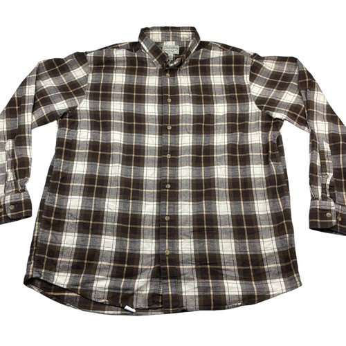 Cabela's Men's 100% Cotton Flannel Button Shirt Brown/Ivory Plaid • XLT | TALL - Picture 2 of 7