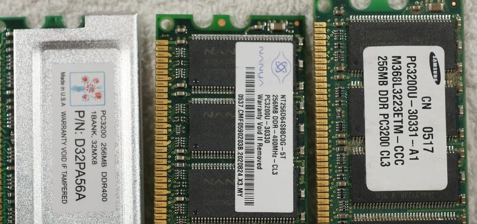 8 sticks 256MB ea.,  3-PC2100, 2-PC2700, 3- PC3200, non-ECC, all working Exc+ - Image 4 of 4