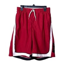 Nike Grey Tag Mens Swim Trunks Size Large Red Black White Drawstring