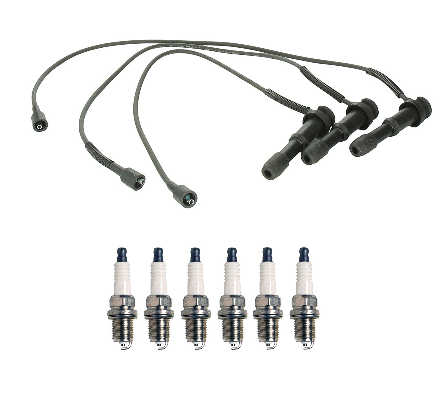 Denso Wire Set 7mm  6 U-Groove Spark Plug 0.044 Kit For Hyundai Kia 3.5L V6