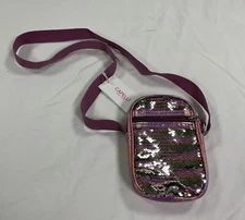 Capelli New York Metallic Kids/Youth  7" x 5" Crossbody Bag in Purple/Silver NWT