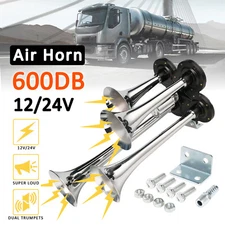 12V/24V 4-Trumpet Car Air Horn For Car Truck Train Moto Horn Super Loud Durable