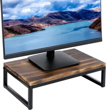 Rustic Brown Wood & Black Metal Home Office Desk Computer Monitor Display