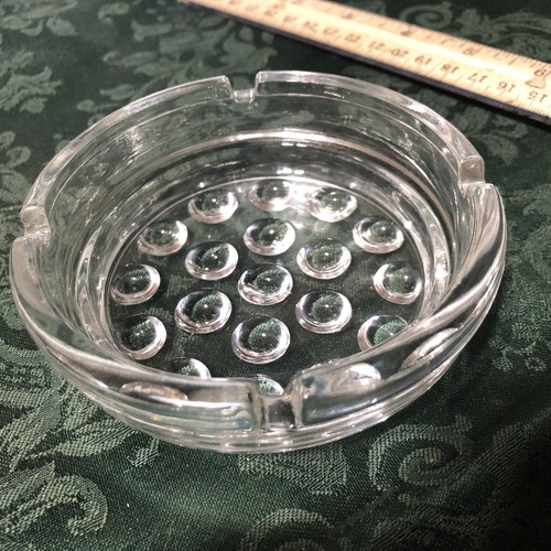 Vtg Ashtray Clear Glass Bubble Bottom Tobacciana/u5b - Picture 5 of 7