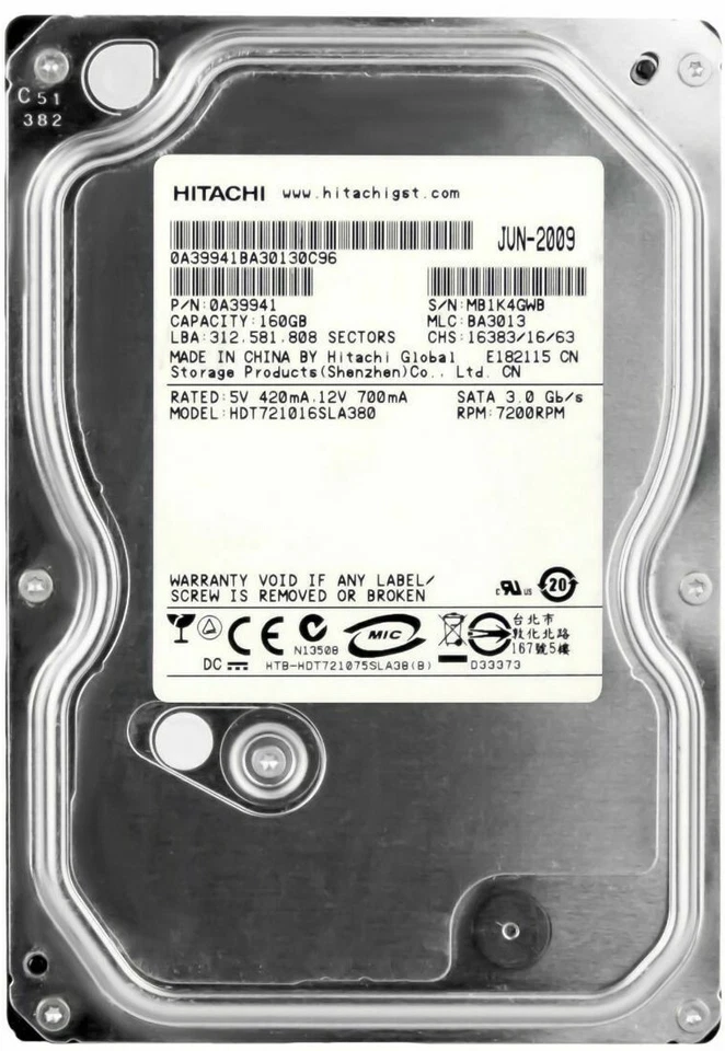 Hitachi Deskstar 7K1000.B HDT721016SLA380 160GB 7200U/Min 16MB SATA II 3.5'' - Image 3 of 3