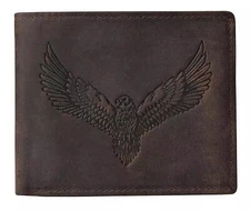 NEW Dark Brown Eagle Leather Men's Wallet Bifold RFID Protected Premium Quality