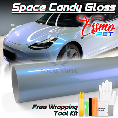 ESSMO PET Space Candy Gloss Gray Blue Car Vehicle Vinyl Wrap Decal Sticker