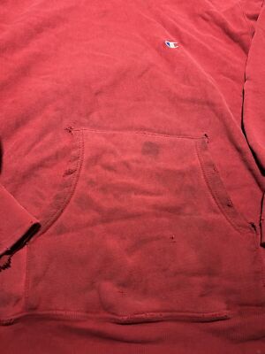 Vintage Champion Reverse Weave Hoodie Made In USA Red Large