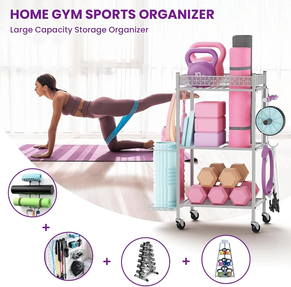 Yoga Mat Storage Rack, Home Gym Storage Rack Yoga Mat Holder,Workout Storage for