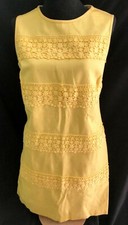 New York & Company Yellow Floral Crocheted Sleeveless Shift Dress - 4  NWT! 