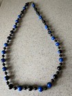 VINTAGE BLACK AND BLUE BEADED SINGLE STRAND NECKLACE — photo 1