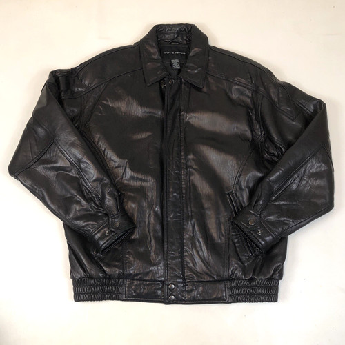 Croft & Barrow Mens Brown Lambskin Leather Jacket Bomber Size Large Tall LT