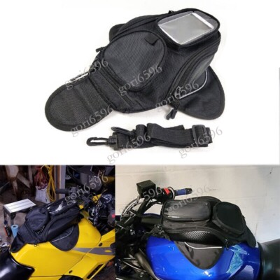 Baceyong 1pc universele motorfiets riembevestiging tanktas, motorfiets brandstofzadeltas waterdichte zwarte motorfiets achtertanktas, brandstoftanktas